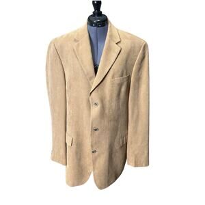 Andrew Fezza Tan Men’s Blazer 3 Button Front Size 42L Sport Coat
